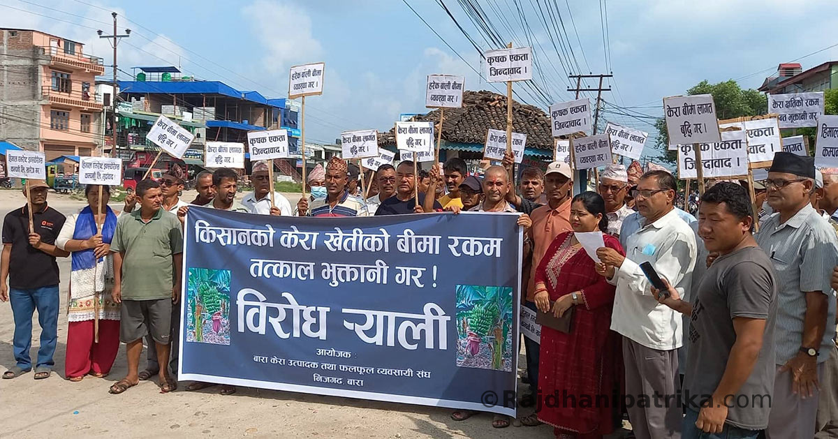 बीमा रकम वर्षौंसम्म नपाएपछि किसान सडकमा