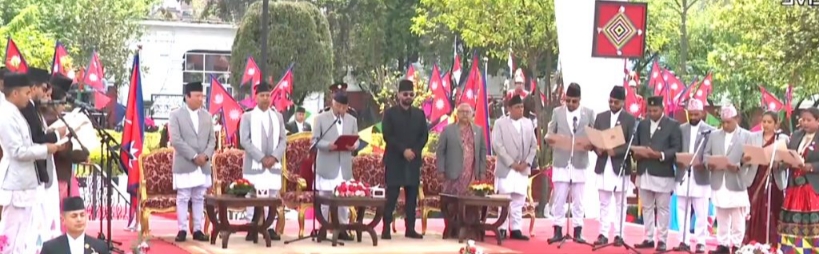 बालेन नेतृत्वको मन्त्रिपरिषद् शपथ ग्रहण: स्वर्णिम वाग्ले अर्थ, सुधन गुरुङ गृहसहित जिम्मेवारी बाँडफाँट